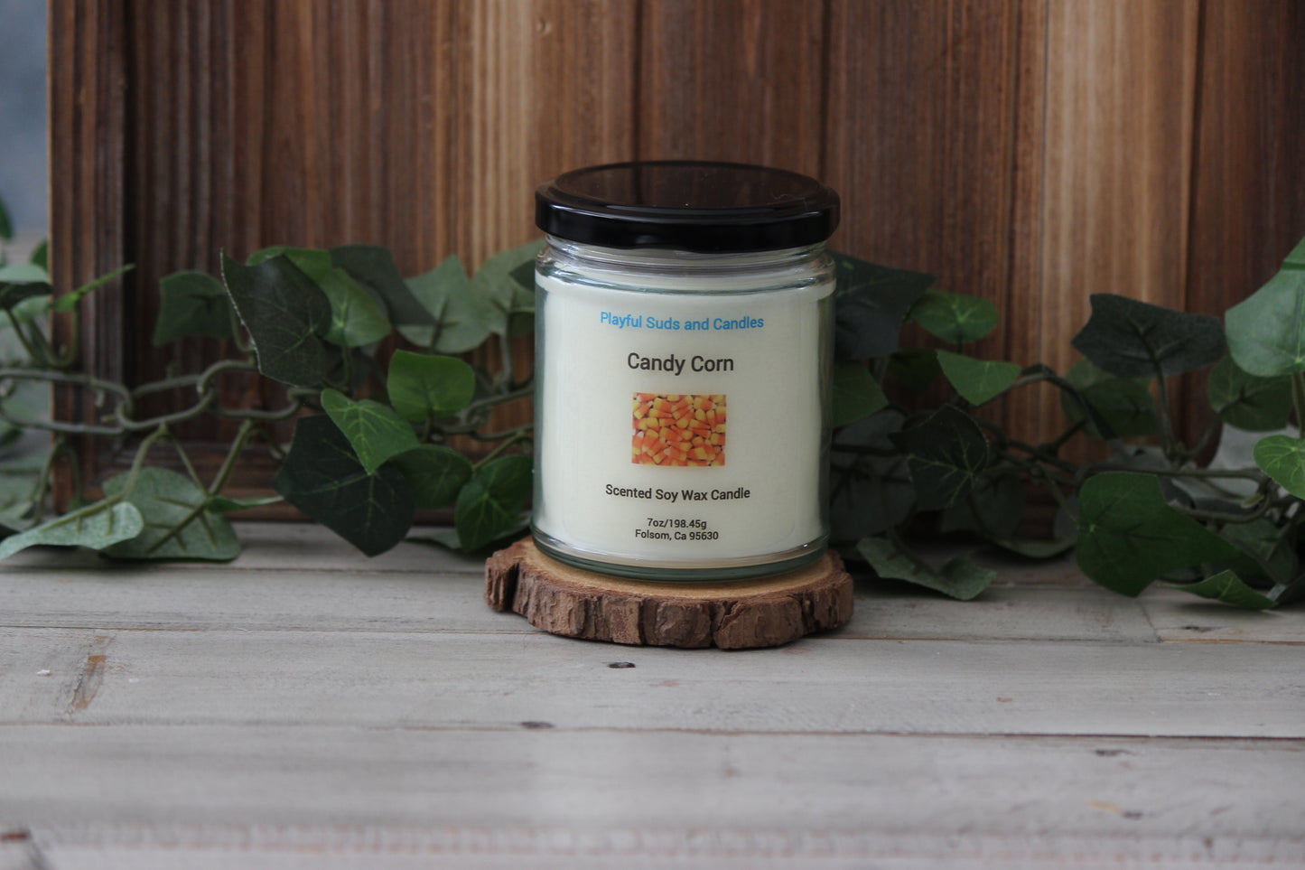 Candy Corn Soy Wax Candle - Sweet Halloween Scented Candle 7oz | Hand Poured Fall Candle