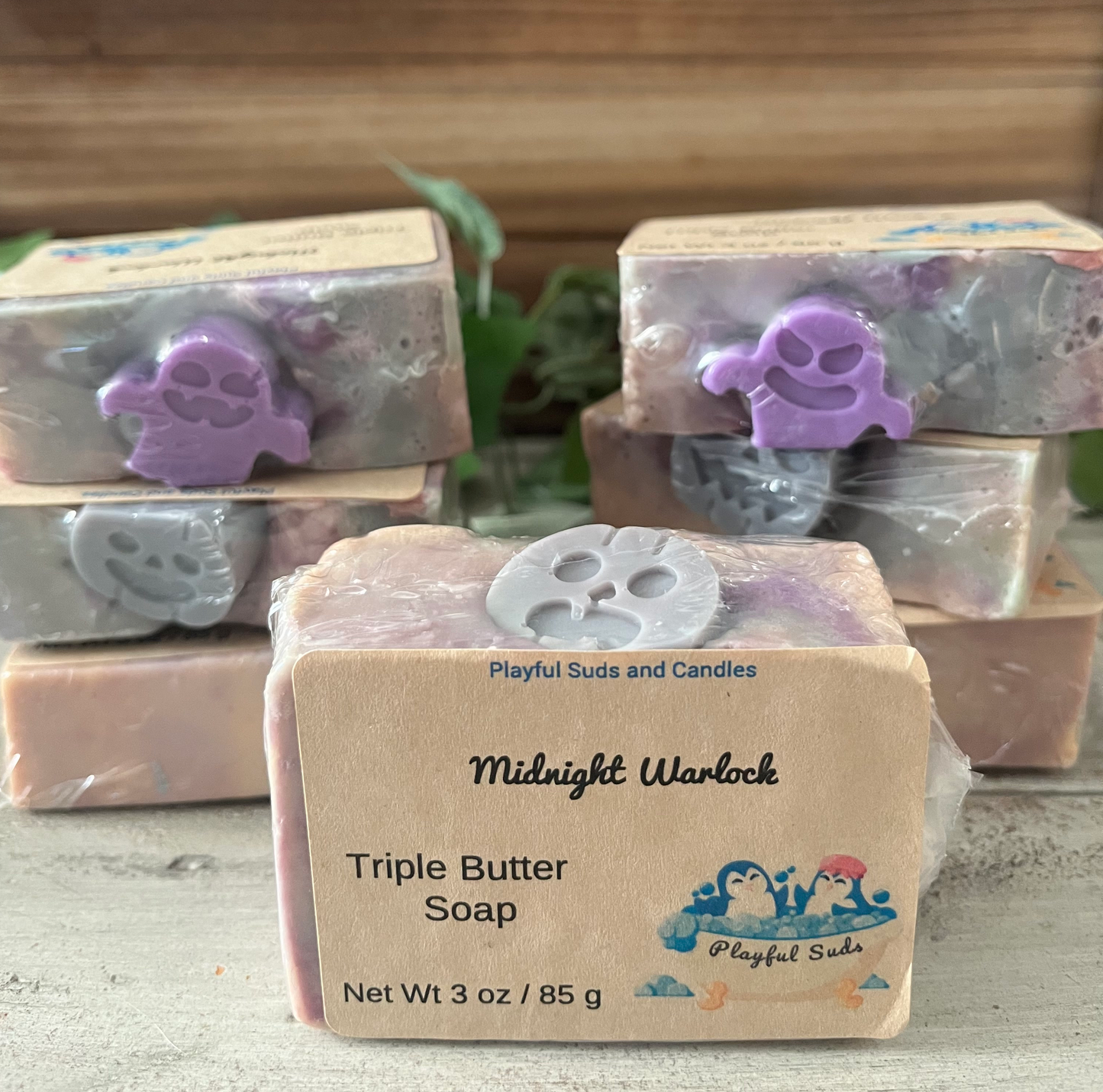 Midnight Warlock Triple Butter Soap - Limited Edition Halloween Bar 3oz | Gothic Ghost Design 2025