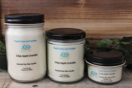 Crisp Apple Crumble Soy Wax Candle - Apple Cinnamon Scented Candle | Hand Poured Fall Candle - Multiple Sizes