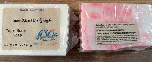 Snow Kissed Candy Apple Triple Butter Soap - Apple Scented Bar 6oz | Decorative Handmade Soap