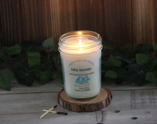 Nilla Wonder Soy Wax Candle - Sweet Vanilla Scented Candle 6oz | Hand Poured Natural Candle