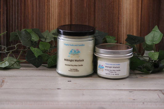 Midnight Warlock Soy Wax Candle - Dark Gothic Scented Candle | Hand Poured Halloween Candle - Multiple Sizes