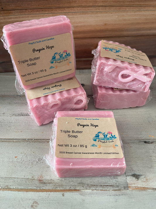 Penguin Hope Triple Butter Soap - Limited Edition Breast Cancer Awareness 3oz | 2025 Charity Soap