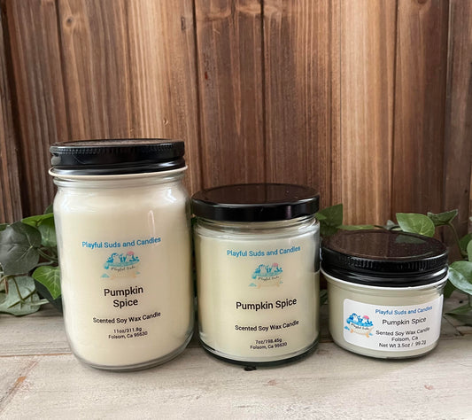 Pumpkin Spice Soy Wax Candle - Classic Fall Scented Candle | Hand Poured Autumn Candle - Multiple Sizes
